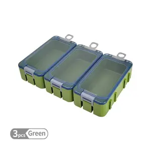 3pcs outdoor fishing luminous toolbox【green】, portable mini multi-functional Rubik's Cube storage box that can be spliced and combined, waterproof sealed flip cover plastic accessory box, fishhook and bait box parts box