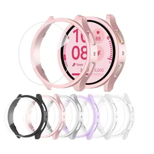 [6+6 Pack] for Samsung Galaxy Watch 6/7/8 Screen Protector Case 40/44mm, HD Anti-Fog Tempered Glass Film & Waterproof Hard PC Bumper Cover for Galaxy Watch 7 40mm