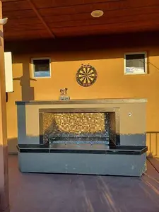 Outdoor Fireplace with Clear Fire Glass Burner – 7 Ft (LP/NG/WOOD) for Ultimate Backyard Entertainment