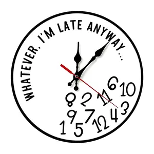 Modern Round Wooden Analog Dial-Type Matte Battery-Operated Wall Clock - Creative Funny Design, AA Battery Not Included, Ideal for Home Decor & Gifting, Analog Clock, Room Decor