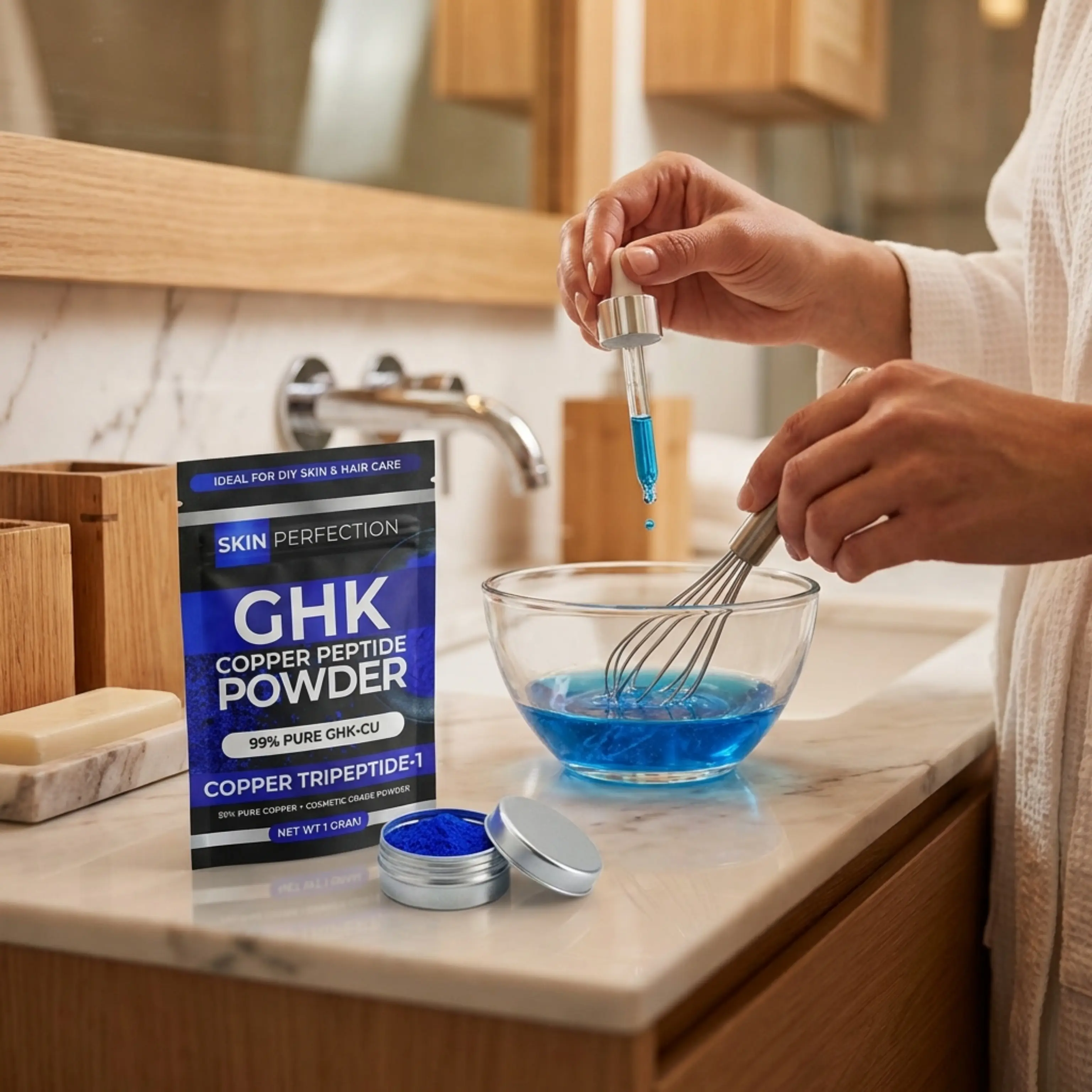 GHK Copper Peptide - 99.7% Pure Powder for DIY Face and Hair Serums 1 gram jar - TikTok Shop GHK Copper Peptide - 99.7% Pure Powder for DIY Face and Hair Serums 1 gram jar - TikTok Shop