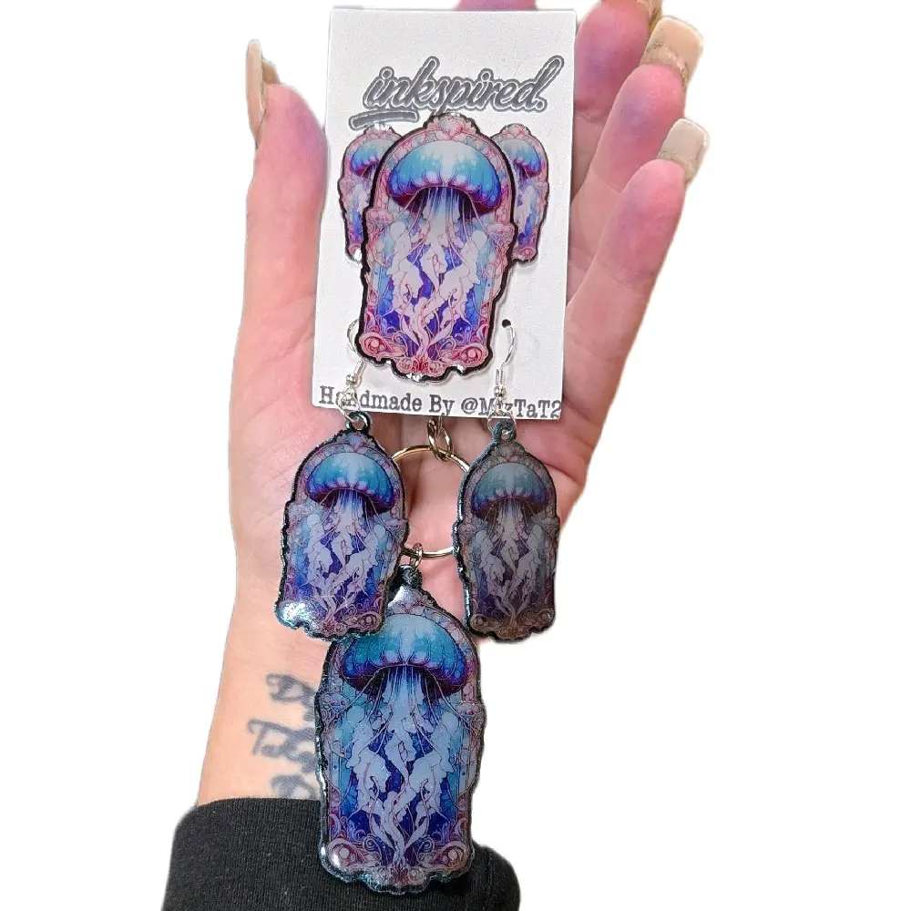 Inkspired Handmade Limited Edition "Go with the flow" Jellyfish Accessory Set - Only 50 Sets Produced of this jewelry accessory swt