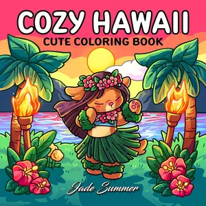 Cozy Hawaii: Cute Coloring Book for Adults and Teens with Charming Characters and Easy-to-Color Tropical Scenes for Relaxation