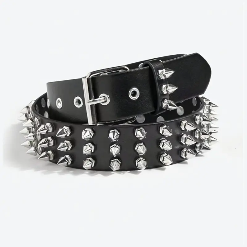 Unisex Punk Rock Rivet Beaded Waist Belt, Street Style Belt, Street Style Waistband, Fashion Accessory, Casual and Trendy Style, Suitable for All Seasons, Men and Women, Pu Leather Belts, Cool Belts