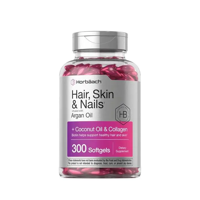 Hair Skin and Nails Vitamins | 300 Softgels | Biotin and Collagen