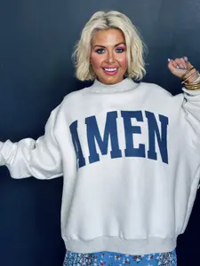 Christian Graphic Reversible Mock Neck Sweatshirt, Womenswear Pullover, Oversized Fit, Print, Casual Vibe