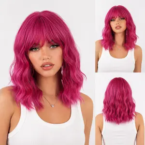 SMILCO 14Inch Ombre Brown to Orange Short Curly Bangs Bob Wig SM452 SM493 SM446 SM429 SM210-9 SM210-31 Heat-resistant Synthetic Fiber One Size Fits Most Adjustable Straps Versatile Trendy Style
