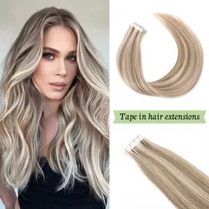 Vlasy 16pcs/pack Mini Tape-in Human Hair Extension, Straight, Invisible, Reusable, Colored Option Available for Fashion Accessory Needs, Colored Hair Extensions