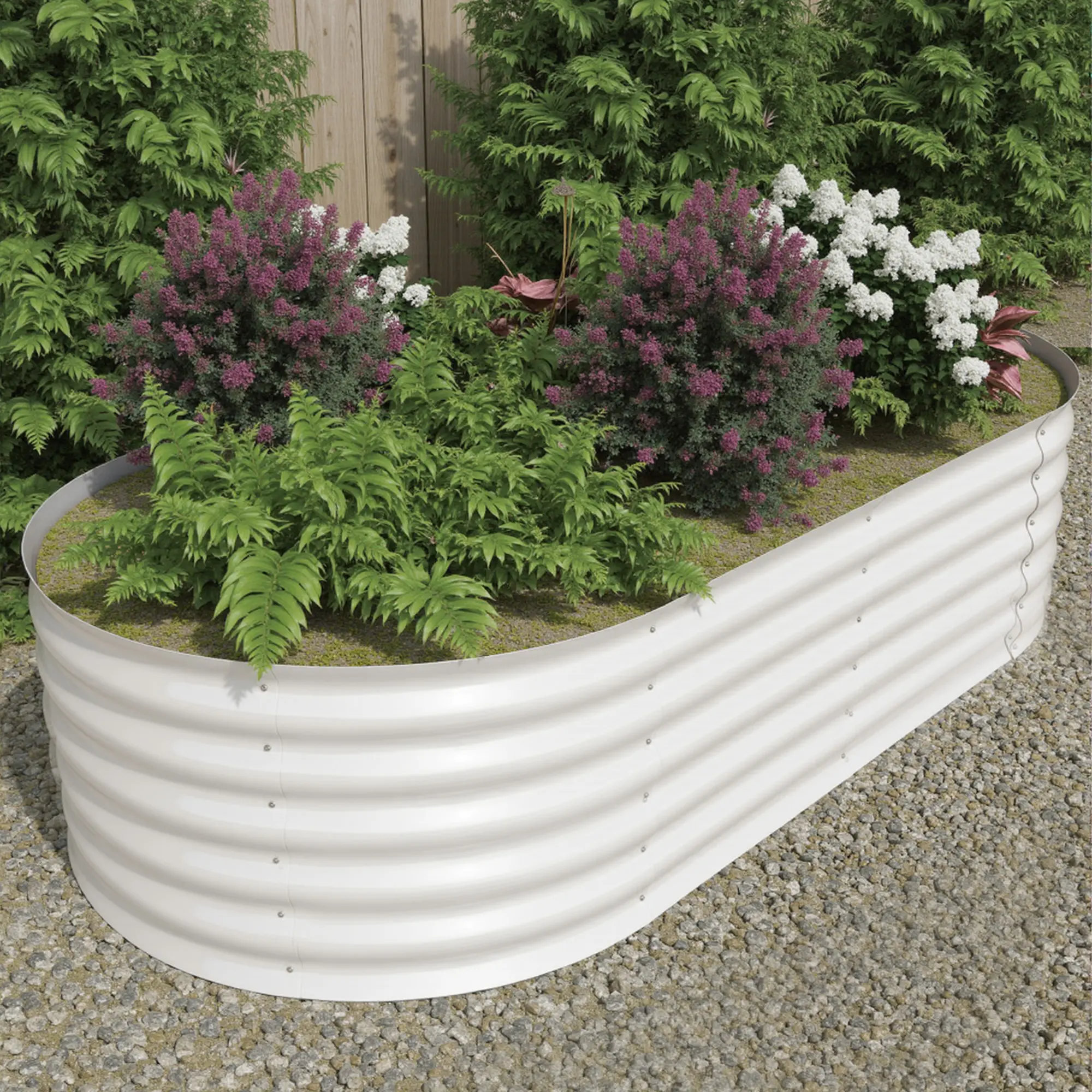 Garvee Multi-Size Galvanized Raised Garden Bed – Rust-Resistant Oval & Rectangular Metal Planter Box, Deep Root Design, Safety Edges, Easy Assembly, Green & Beige