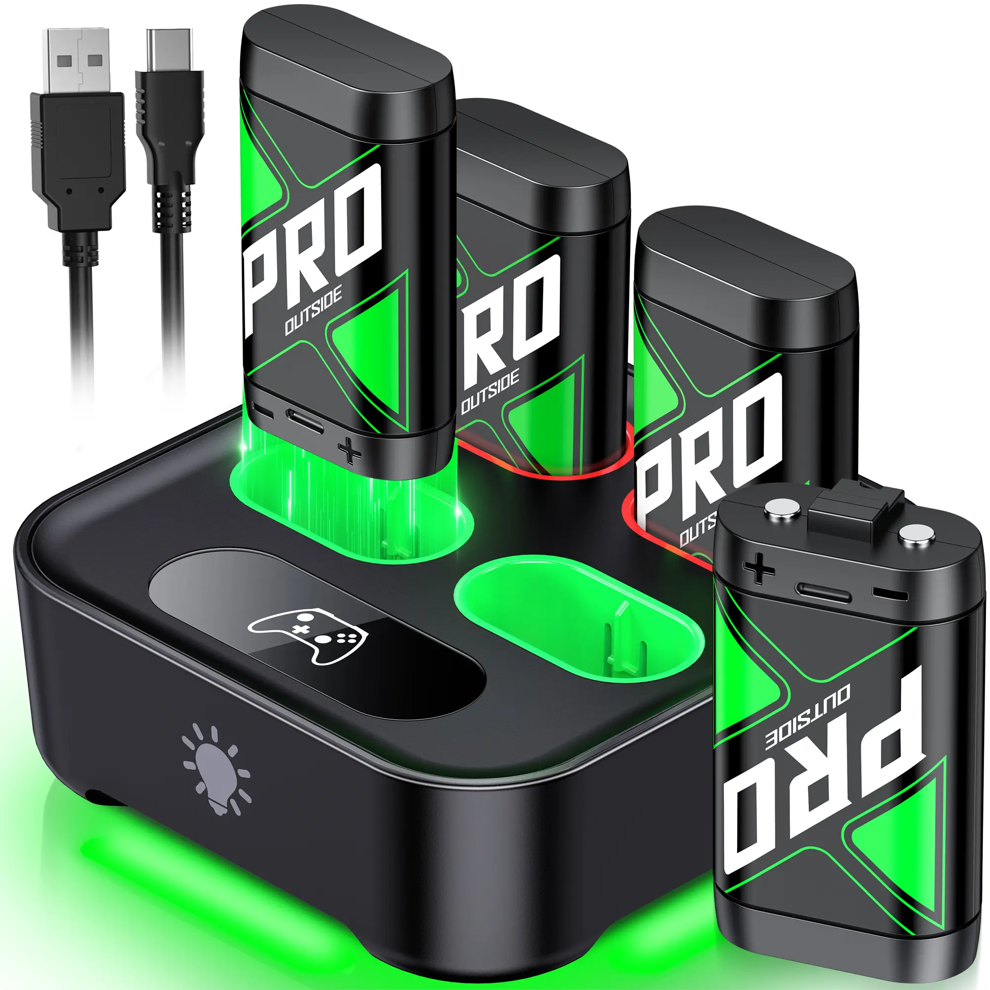 BEBONCOOL Charger for Xbox Rechargeable Battery Pack, 4 X 4080mWh Xbox One Controller Battery Packs for Xbox Series X/S/Xbox One/S/X/Elite