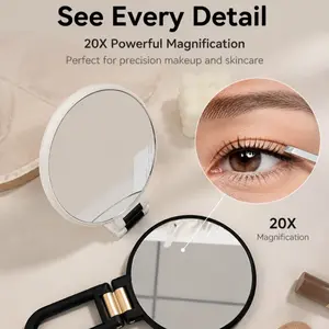 Double-Sided Handheld Magnifying Makeup Mirror, Portable Folding Magnifier, Convenient Travel Companion, Essential Beauty Tool