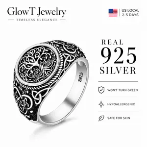 925 sterling silver Tree of Life ring, crafted with hypoallergenic, tarnish-resistant pure silver, featuring intricate Celtic knotwork and an oxidized finish for that rugged Viking look—no green fingers, no fading, just timeless style built for daily wear