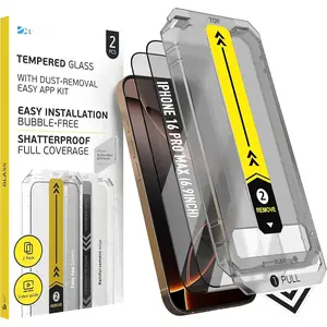 | 2-Pack | Screen Protector for  16 Pro Max (6.9") with  Installation Tray | Dust & Bubble-Free | 9H Tempered Glass | Full Coverage | Easy Install