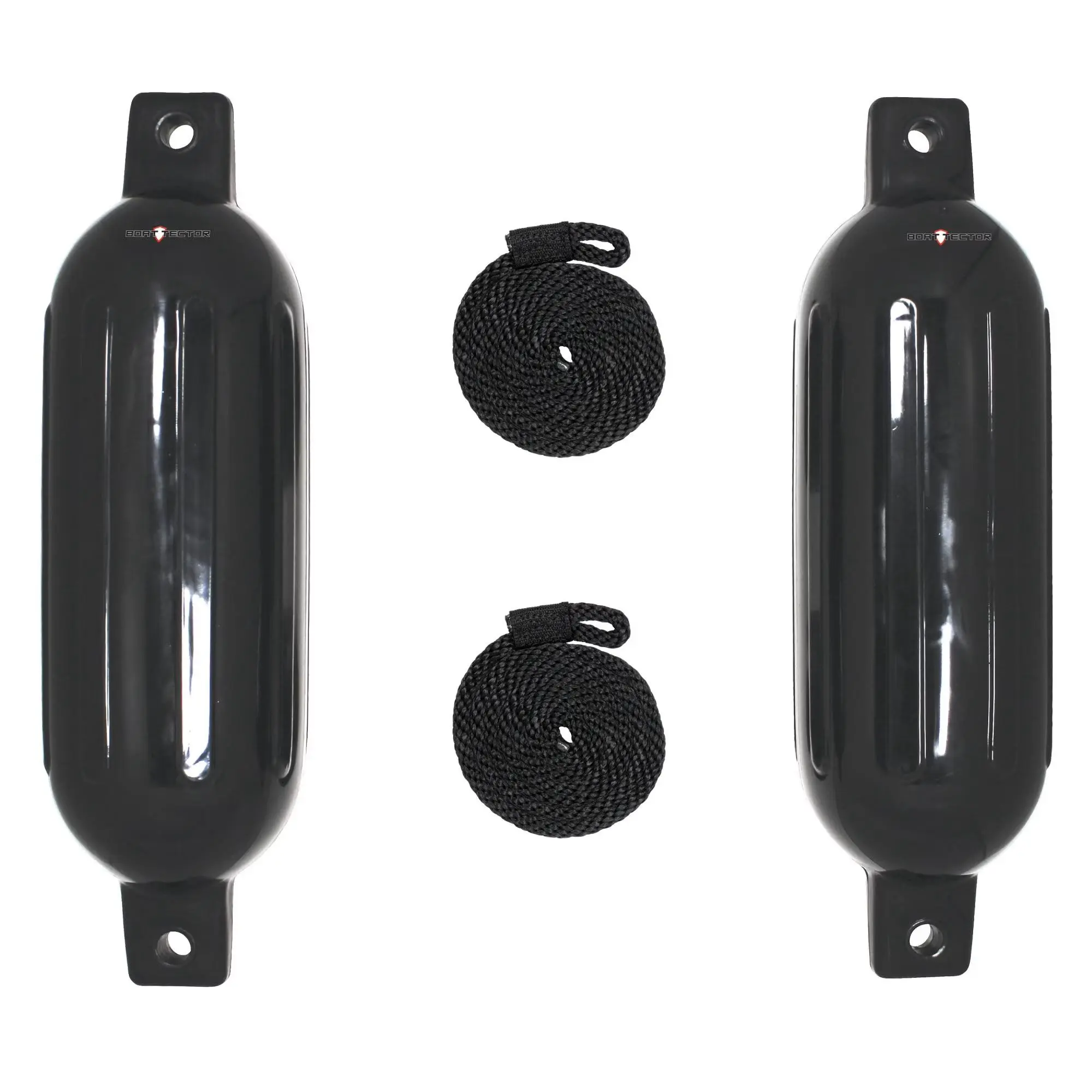 Extreme Max BoatTector 6.5 × 22 Inch Boat Fenders 2 Pack PVC Dock Bumpers, Black, Vinyl, Boats, Inflatable Boat Fender