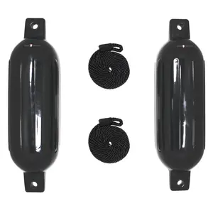 Extreme Max BoatTector Inflatable Boat Fender – 2-Pack 6.5x22 Marine Dock Bumpers, Black