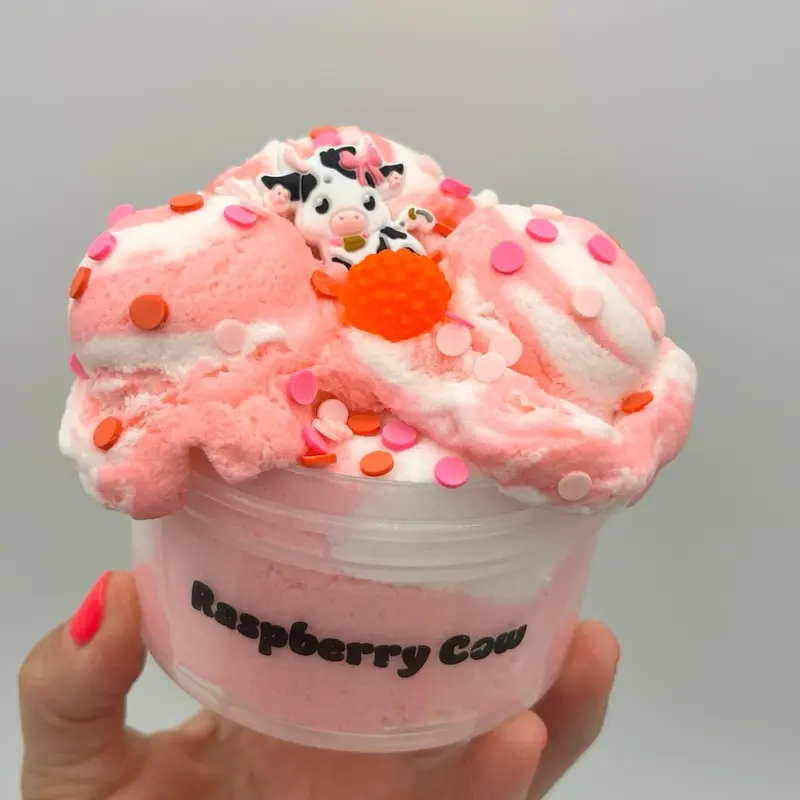 Raspberry Cow Slime - Pink Creamy Dessert with Cow Charm & Colorful Sprinkles - Cloud Texture & Raspberry Vanilla Scent - Beginner Level United States