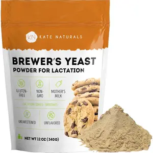 Kate Naturals Brewers Yeast Powder for Lactation Recipes & Nursing Moms. Debittered Brewer's Yeast for Lactation Cookies (12oz, Gluten Free, Non-GMO) Edible for Dogs & Ducks