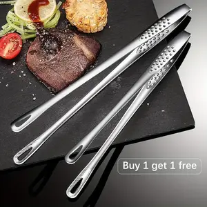 Stainless Steel Barbecue Tongs, Handheld Grill Food Tongs, Multifunctional Barbecue Utensils for Home Kitchen & Outdoor Camping