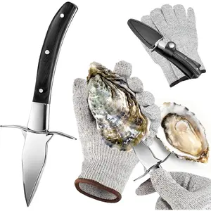 Professional Oyster Shucking , 2CR13 Stainless Steel Oyster , Sturdy Sharpness Opener for  Kinds of Shells, and Level 5 Cut Resistant Glove (XL)
