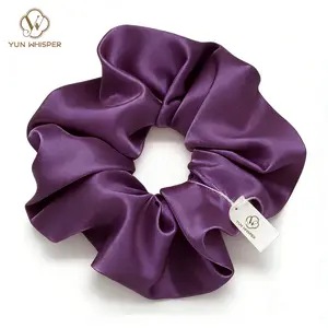 1 Pack Luxury Satin Hair Scrunchie for Women,NoCreaseNo Damage Hair Tie,Soft Shiny Purple Scrunchie forDaily WearSleep, Workouts & Lounging