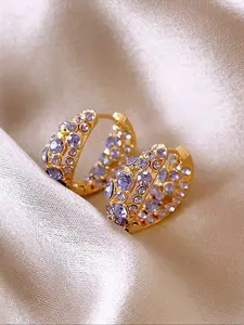 Fashionable Round Rhinestone Stud Earrings, Unique Creative Design for Women, Trendy & Versatile Accessories