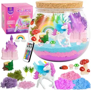 Unicorn Gifts for Girls – DIY Unicorn Terrarium Craft Kit with Moon Lamp Night Light, Arts & Crafts Toys for Kids, Creative STEM Activity Set, Christmas Gift for Kids & Birthday Gift for Girls