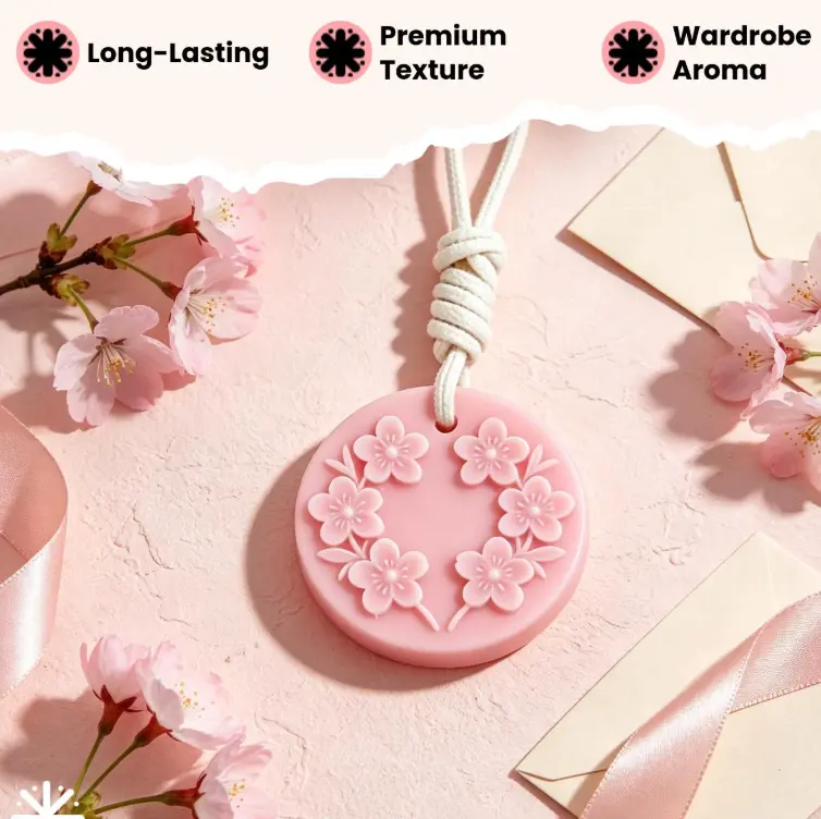 Vancoo Solid Peach Blossom Scented Wax Slice, Long-Lasting Wardrobe Aroma Hanging Decor for Home Closets with Premium Texture