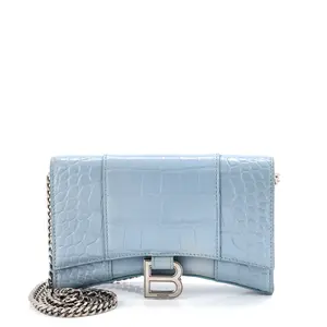 Pre-owned Balenciaga Leather Clutches & Wristlets Hourglass Chain Wallet Crocodile Embossed by Rebag