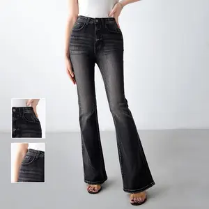 Light Blue High Rise Flared Ripped Jeans Summer Casual Comfort Pants Comfortable Fit Womenswear Bottom Trouser Streetwear Denim Basic Bohemian Boho Fitted Minimalist