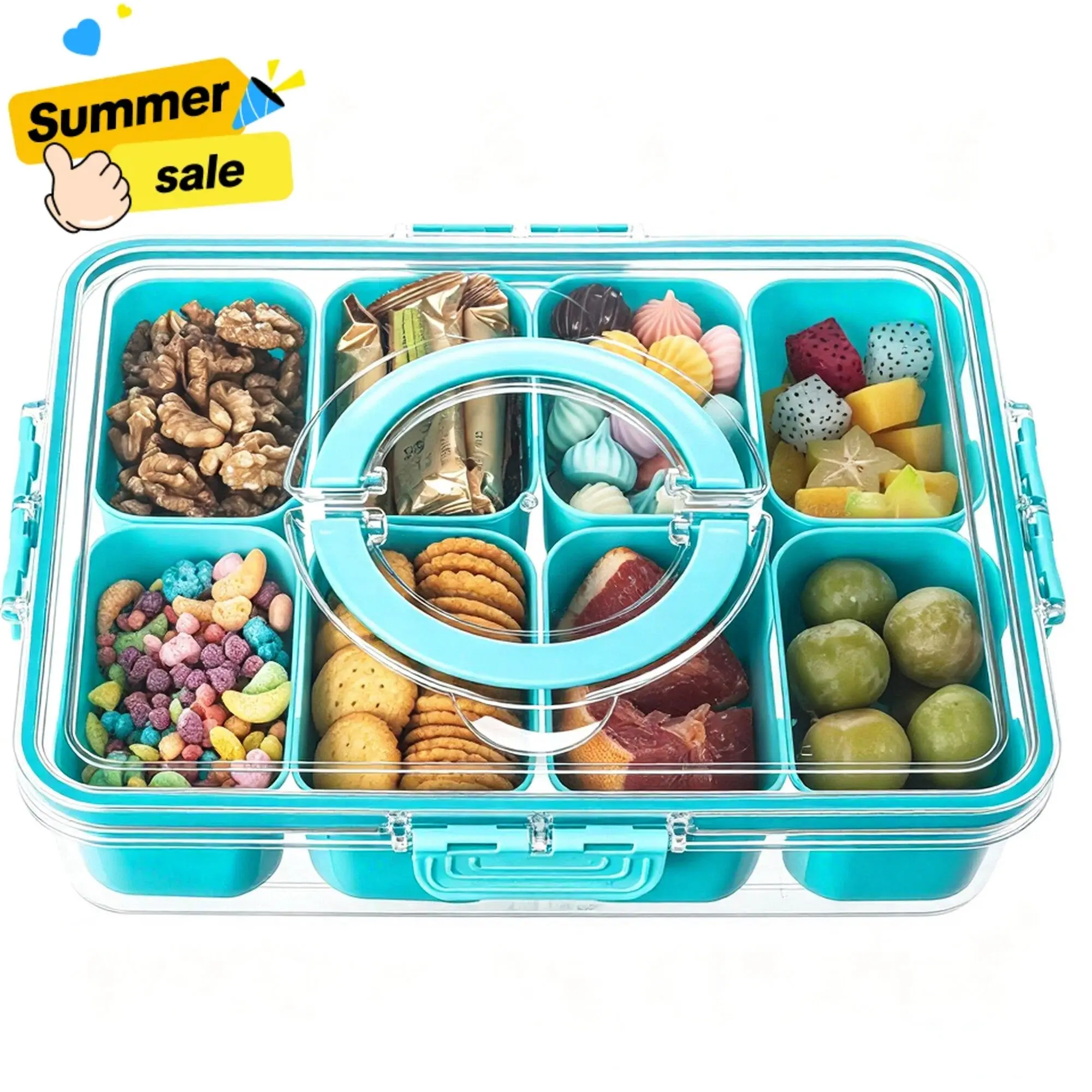 【SummerSale】Snackle Box Container with Lid Travel Charcuterie Box with Handle Organizer for Candy, Fruit, Nuts, Veggies, Snacks, Beach Essentials, Portable Lunch Box