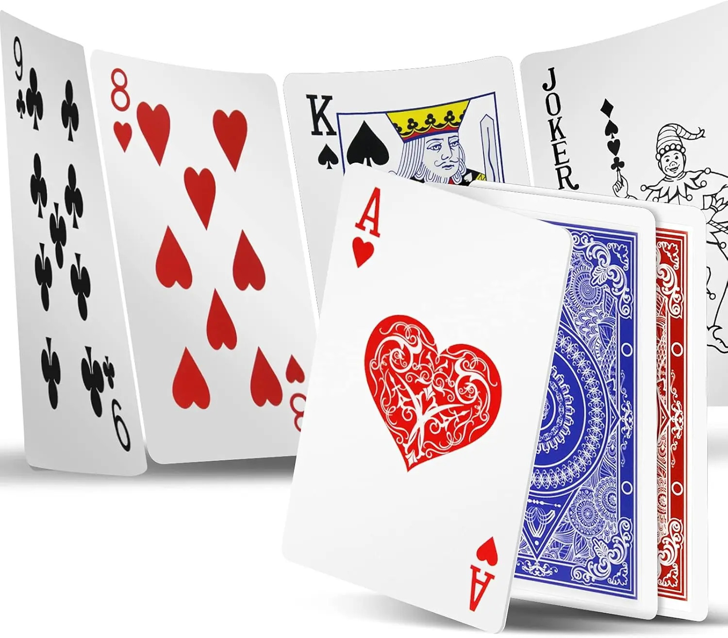 Playing Cards 2 Decks Waterproof Plastic Poker Cards for Texas Holdem Poker Go Fish and More Card Games Standard Index 2.5" x 3.5"