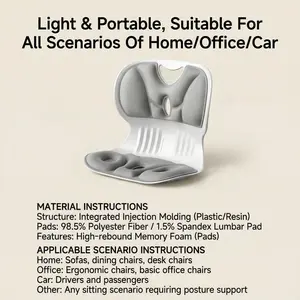 Back Support Seat Cushion, Office Back Pain Relief Pillow, Ergonomic Posture Corrector Pad, Suitable for Outdoor, Home, Car Use