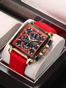 Men's Business Fashion Square Dial Quartz Watch, Fashion Waterproo Luminous Watch for Party, Daily Clothing Decor, Fashionable Stylish Watch, Trendy All-match & Exquisite Watch for Birthday Gift with Box, Business Fashion Watches