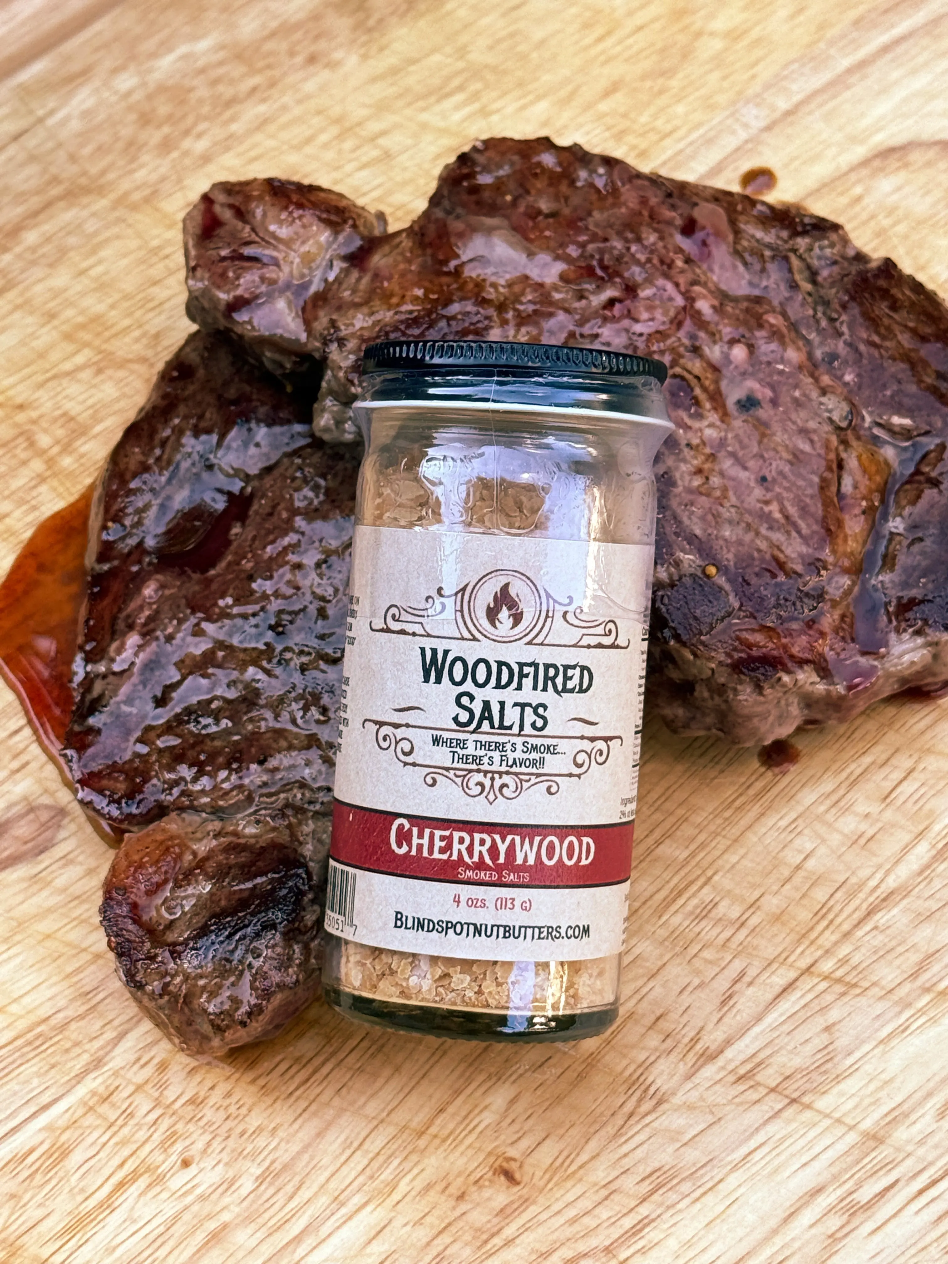 Blindspot Nutbutters Cherrywood Smoked Salt - Coarse Ground, Smoke-Infused Wood-Finished Salt, Essential for Culinary Cooking, Ideal for Pairing with Pork, Lamb, Beef, Fish