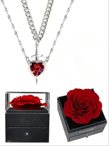 [Couple Pendant Set] 2 Pcs Couple Pendant Necklaces, One Sword-shaped Necklace for Men and Women, One Sword-shaped Pendant with A Heart-shaped Pendant, Perfect Valentine's Day Gift or Everyday Versatile Accessory, Love Heart Necklace