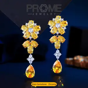 (CE013)Petal Teardrop Tassel Earrings 5A Zircon Elegant & Stylish Lightweight Jewelry for Women