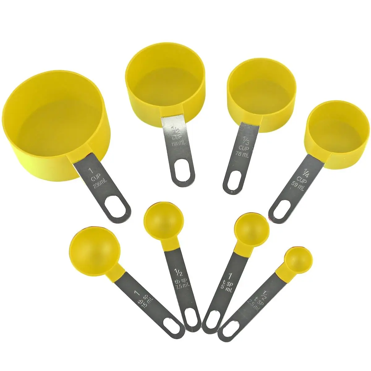 Reston Lloyd, Ltd. Stainless Steel 8pc Kitchen Measuring Cups & Spoons Set, Lemon Kitchen Utensils, Handles