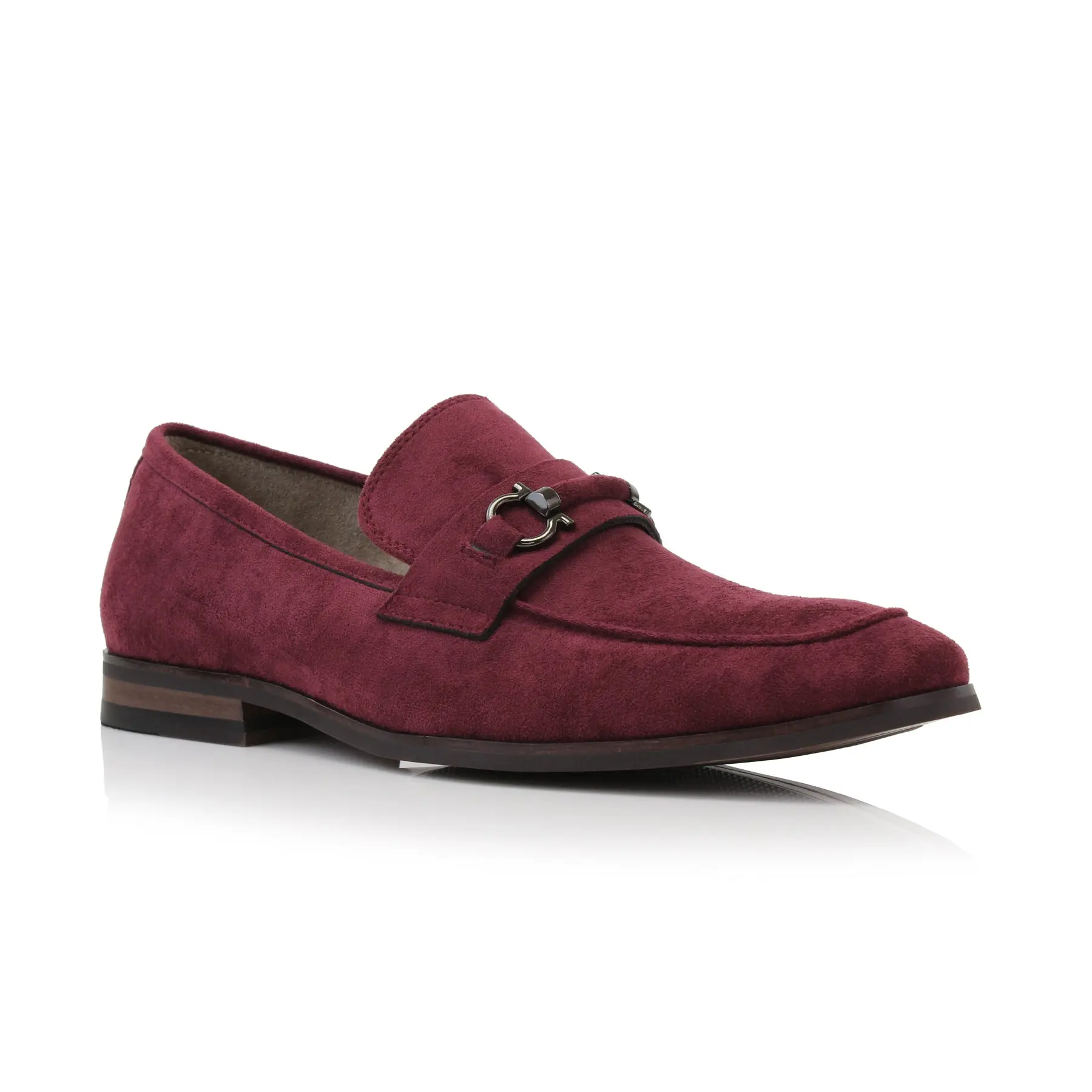 Ferro Aldo Demitri moc-toe penny loafers with decorative buckle, in Burgundy, Men's Size 6.5 - 13