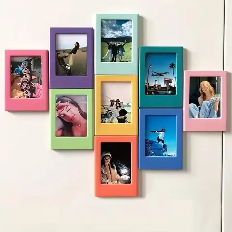 Multi-Color Magnetic Mini Photo Frames, DIY Home Wall Decor Kit for Dorms & Rentals, Easy to Use