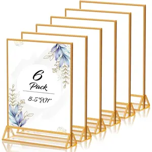 Sign Holder 8.5X11  Picture Frame Double Sided  Frame Plastic Sign Holder Display Stand for Wedding Table Numbers Menu Holder (6 Pack)