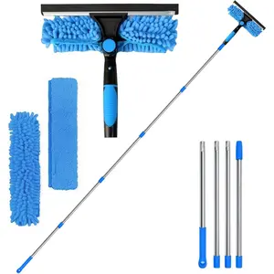 2 in 1 Window Double-sided Scraper, 1 Set Glass Cleaning Tool, Window Cleaning Kit, Multifunctional Cleaning Tool for Home Cleaning and Household Services, Squeegee Scrubber