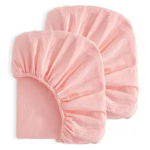 NTBAY 2 Pack Cotton Sheets Soft Breathable Double Layer for Standard Mini Mattresses Unisex