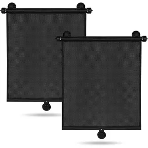 STANDARD GOODS 2 Pack  Side Window Sun Shade - Retractable  Roller Sunshadewith Reinforced Suction Cups, Drop Down UV Interior Sunshade,  Window Sunshade (15" x 17")