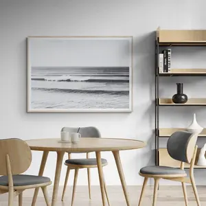 Fine Art Ocean Black and White Photography Print - Minimalist Black and White Ocean Waves Beach House Framed Fine Art