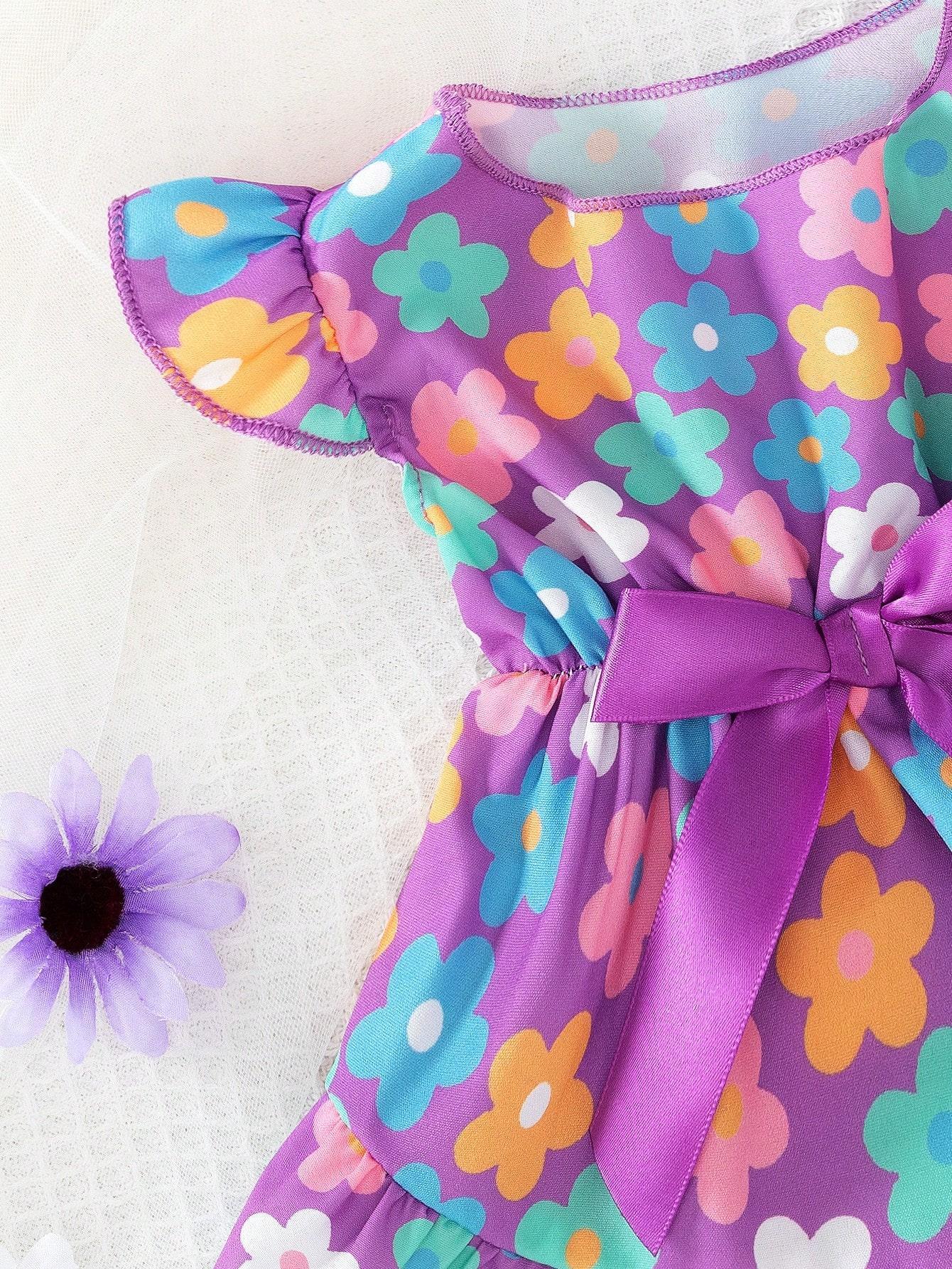 Pet Clothes Dog Cat Rabbit Princess Floral Dress Flying Sleeve Pretty Comfortable Yorkshire Terrier Maltese Teddy Bichon Bear Pomeranian Bulldog For Outside Daily Use A050