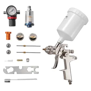 VEVOR LVLP Air Spray Gun, Gravity Feed Paint Sprayer Gun with 3 Nozzles (1.3/1.4/1.7mm), 600ml Capacity Automotive Paint Sprayer with Air Regulator for Furniture, Car Painting, Home Improvement