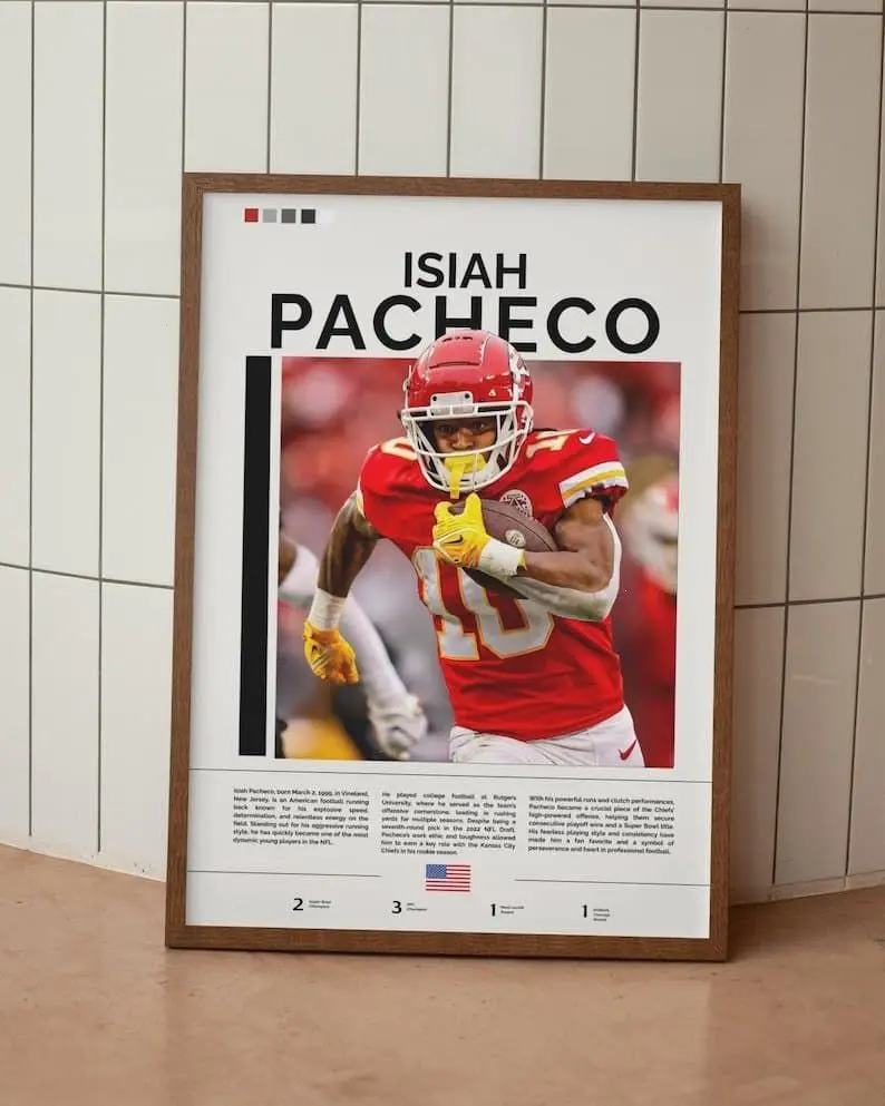 [Unframed] Running Back Poster Kansas City Wall Art Football Print Gift For Fans Sports Room Decor