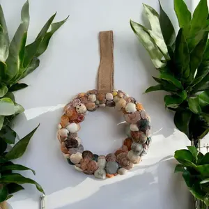 Scallop Shell Wreath Decor Hanging - Florida Gulf Coast Shells - Versatile Wall or Ceiling Ornament for Home Decor - Elegant and Unique Design - Decorative