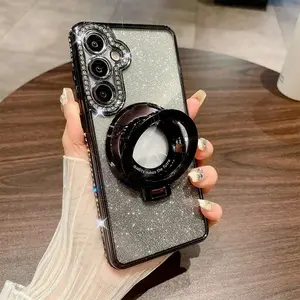 Gradient Glitter Magsafe Phone Case for Samsung Galaxy S23 FE S24 S25 Ultra S22 S23 Plus Ultra Magnetic Stand Shockproof Cover