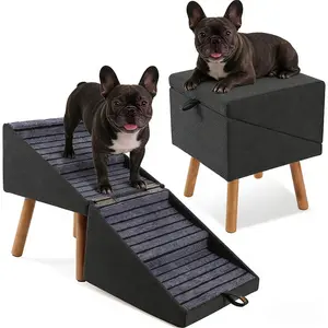 Pet Staircase 2-In-1 Step Ladder, Solid Wood Frame, Durable and Stable, Ideal for Living Room, Bedroom, Travel, Universal Size